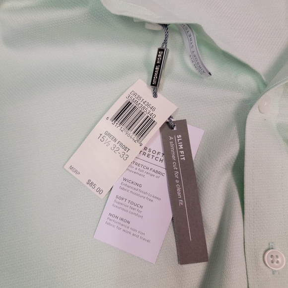 Michael Kors Green Frost Dress Shirt Lightweight Slim Fit - Picture 5 of 8
